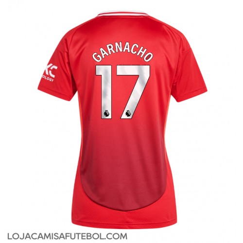 Camisa de Futebol Manchester United Alejandro Garnacho #17 Equipamento Principal Mulheres 2024-25 Manga Curta